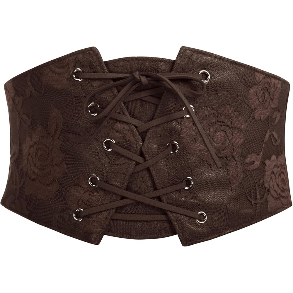 image:imageGRACE KARIN Renaissance Corset Belt for Women Elastic Wide Waist CorsetDark Coffee