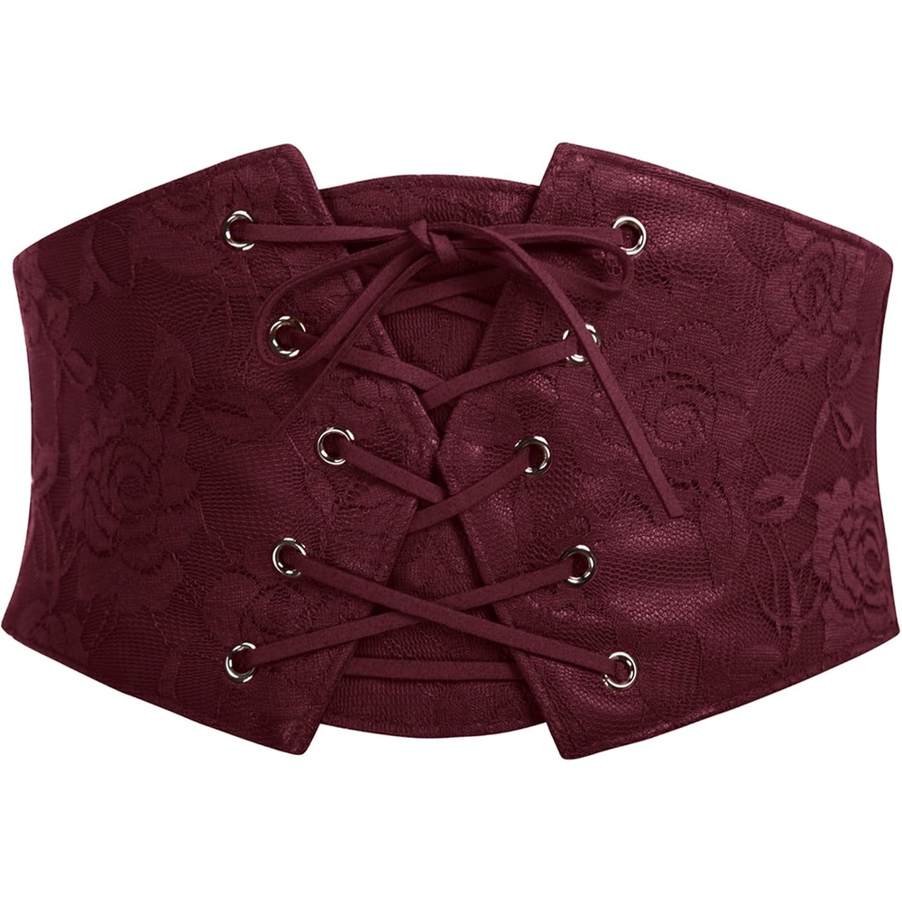 image:imageGRACE KARIN Renaissance Corset Belt for Women Elastic Wide Waist CorsetWine Red