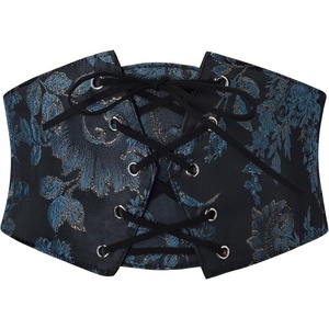 GRACE KARIN Renaissance Corset Belt for Women Elastic Wide Waist Corset(Blue Floral)