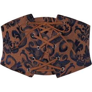 GRACE KARIN Renaissance Corset Belt for Women Elastic Wide Waist Corset(Brown Floral)