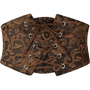 GRACE KARIN Renaissance Corset Belt for Women Elastic Wide Waist Corset(Brown Orange)