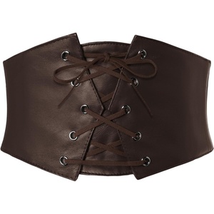 GRACE KARIN Renaissance Corset Belt for Women Elastic Wide Waist Corset(Coffee Leather)