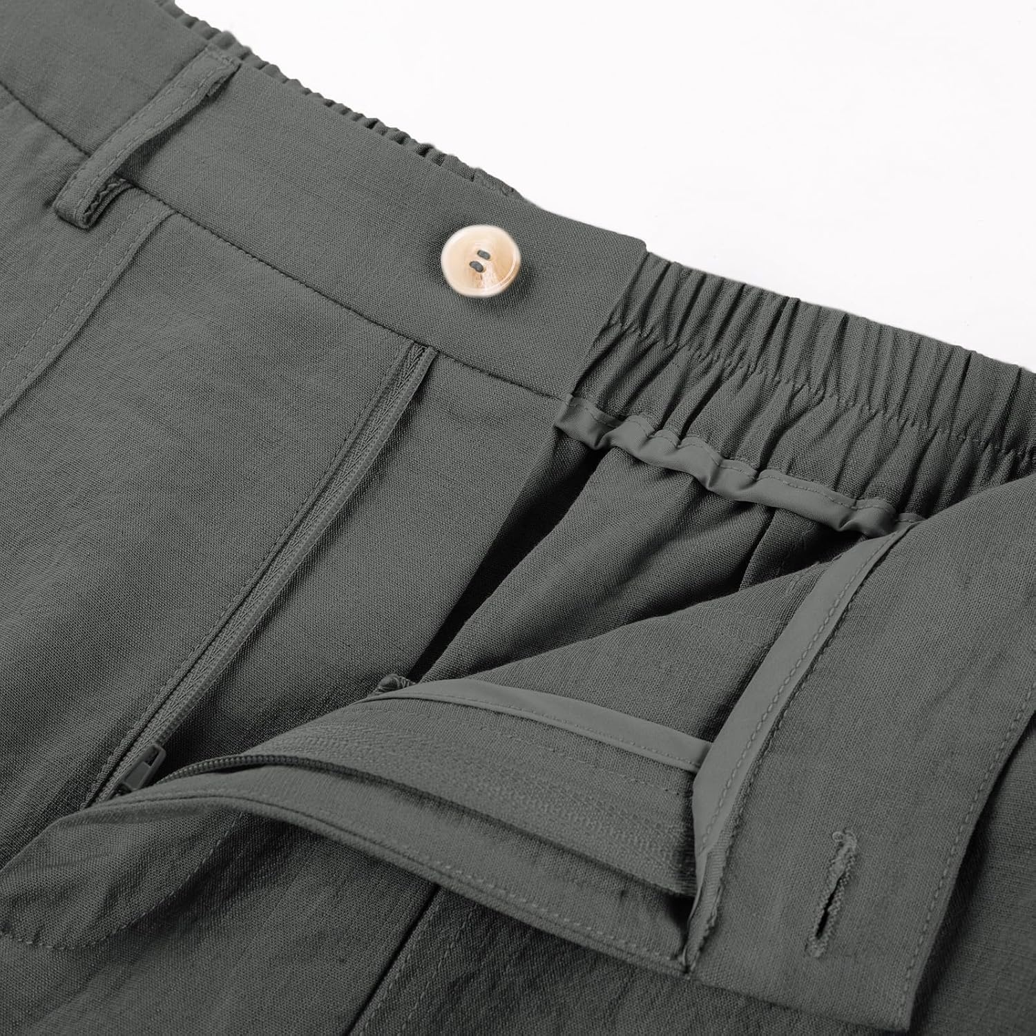 image:imageGRACE KARIN Linen Pants Women Comfy Wide Leg Casual Work PantsCharcoal Grey