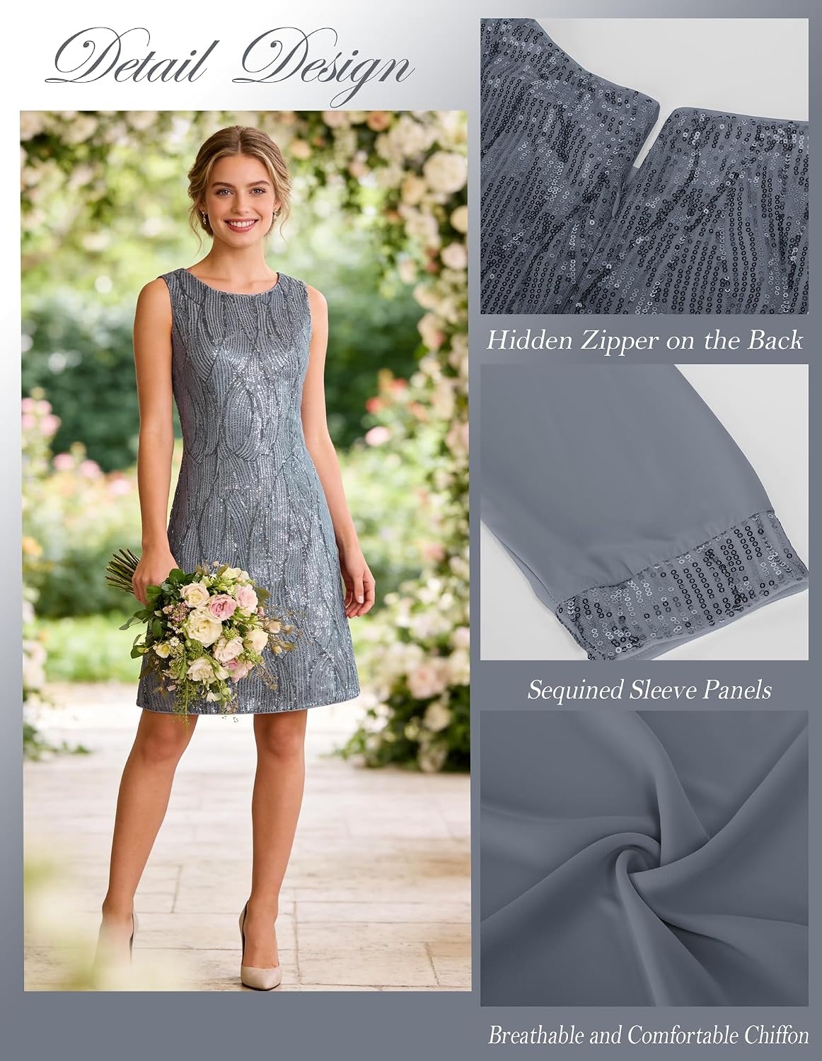 image:imageGRACE KARIN Women Wedding Guest Dresses Sequin Mother of the Bride DressesDark Gray