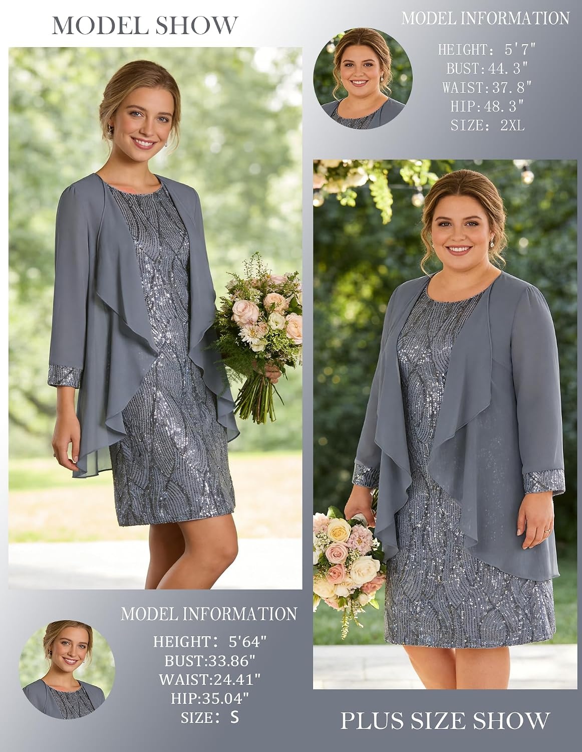 image:imageGRACE KARIN Women Wedding Guest Dresses Sequin Mother of the Bride DressesDark Gray