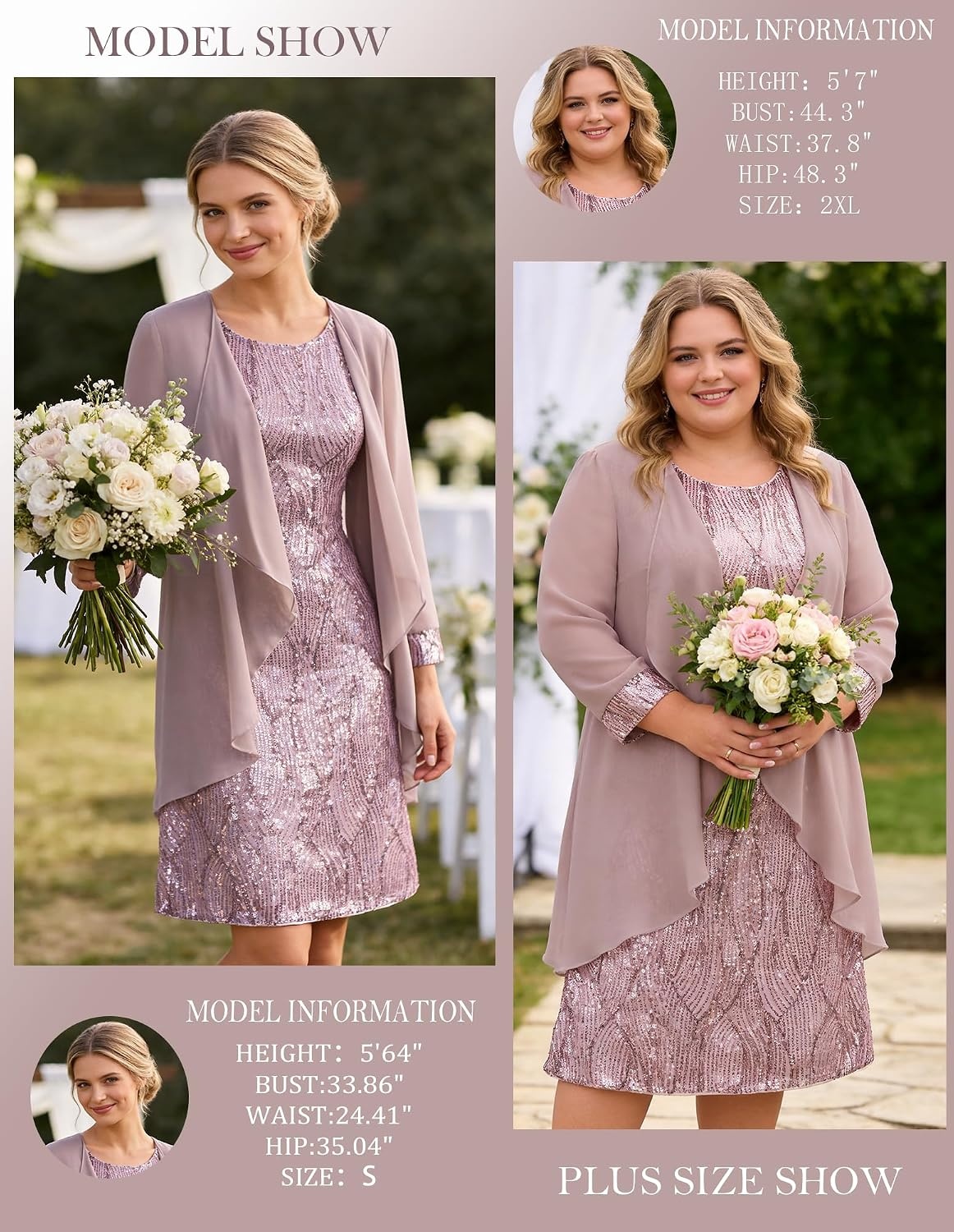 image:imageGRACE KARIN Women Wedding Guest Dresses Sequin Mother of the Bride DressesGray Purple