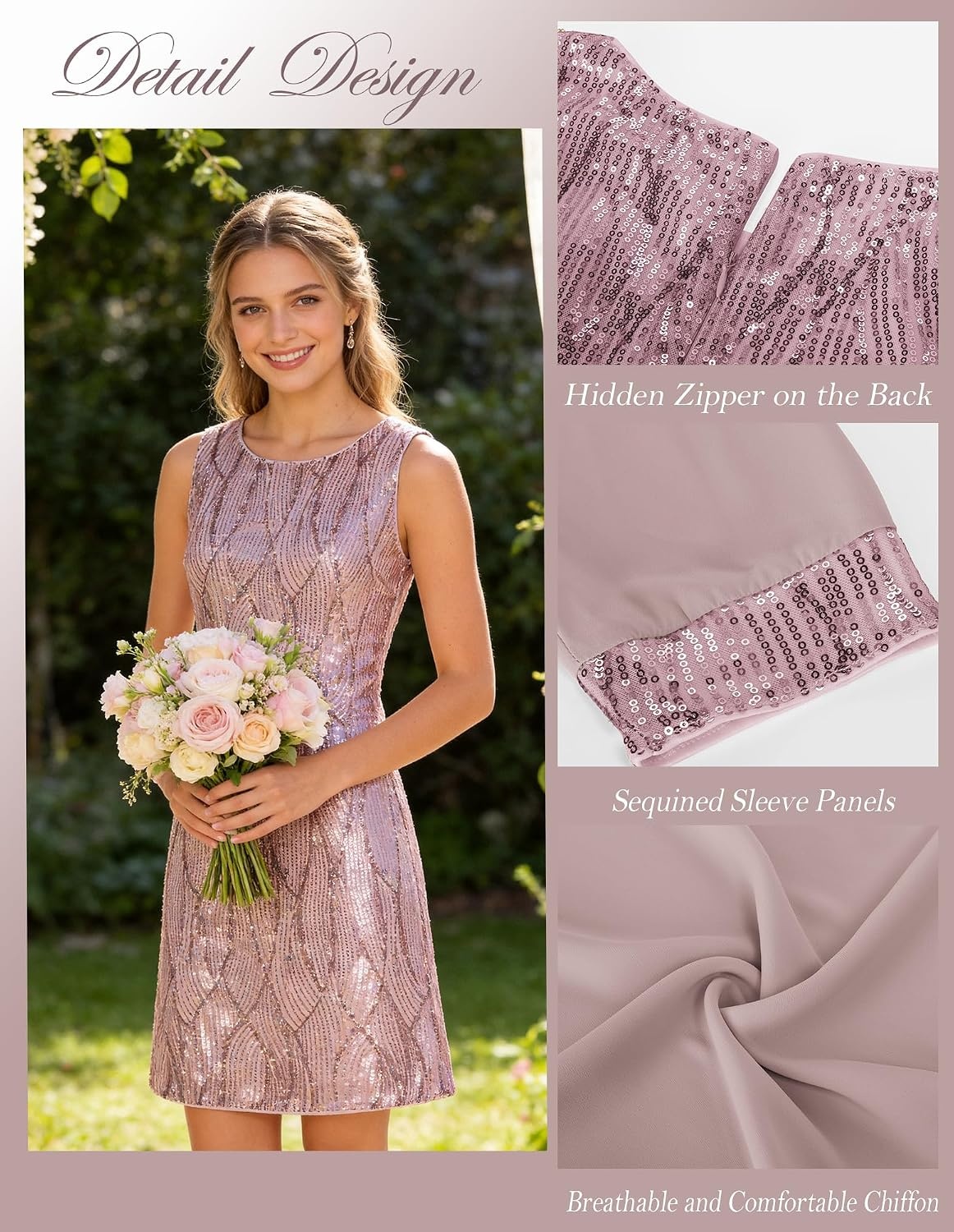 image:imageGRACE KARIN Women Wedding Guest Dresses Sequin Mother of the Bride DressesGray Purple