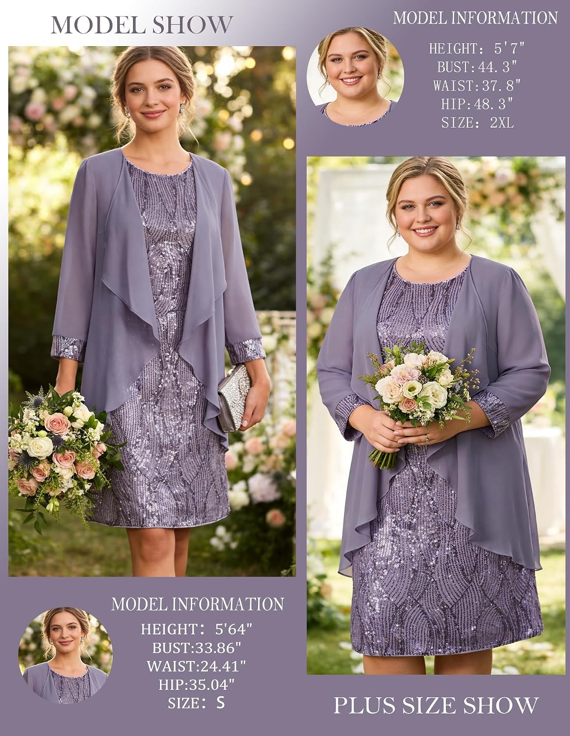image:imageGRACE KARIN Women Wedding Guest Dresses Sequin Mother of the Bride DressesLight Purple