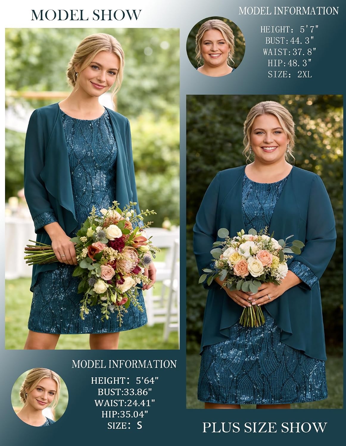image:imageGRACE KARIN Women Wedding Guest Dresses Sequin Mother of the Bride DressesPeacock Blue