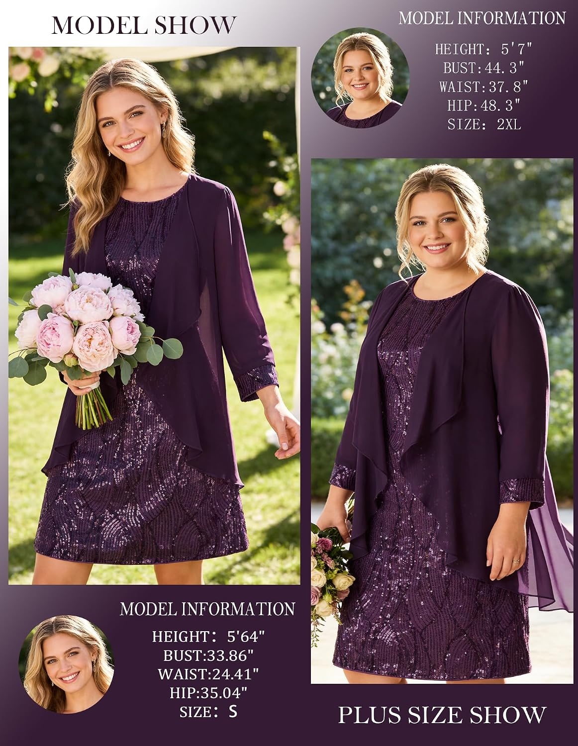 image:imageGRACE KARIN Women Wedding Guest Dresses Sequin Mother of the Bride DressesPurple