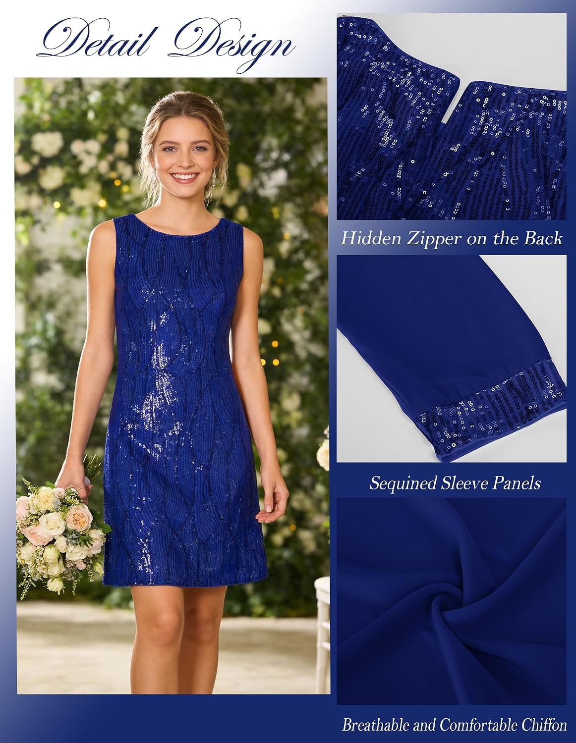 image:imageGRACE KARIN Women Wedding Guest Dresses Sequin Mother of the Bride DressesRoyal Blue