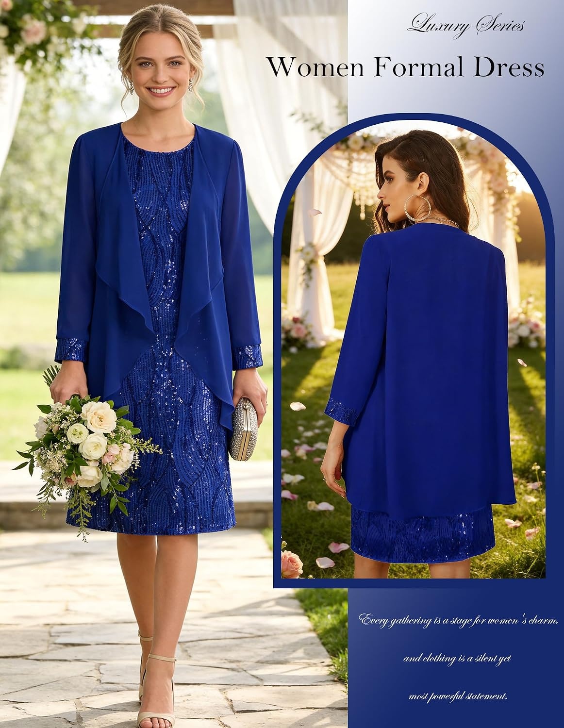 image:imageGRACE KARIN Women Wedding Guest Dresses Sequin Mother of the Bride DressesRoyal Blue