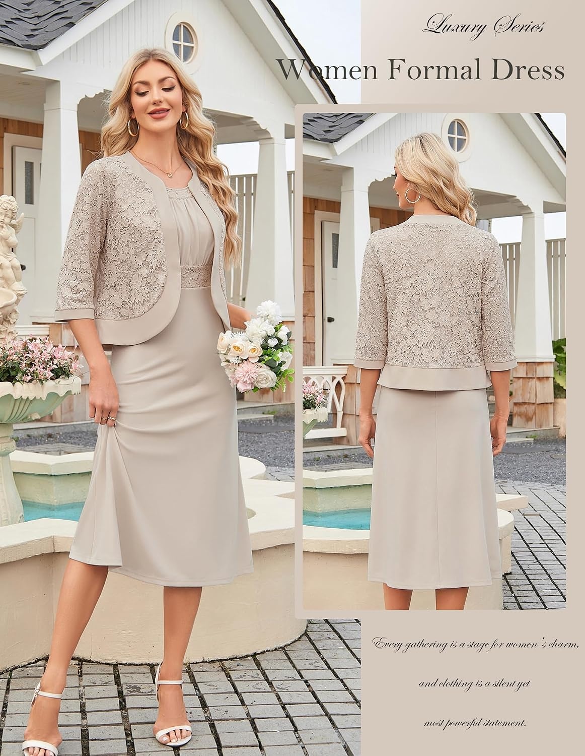 image:imageGRACE KARIN Womens Formal Wedding Guest Dress Mother of the Bride DressApricot