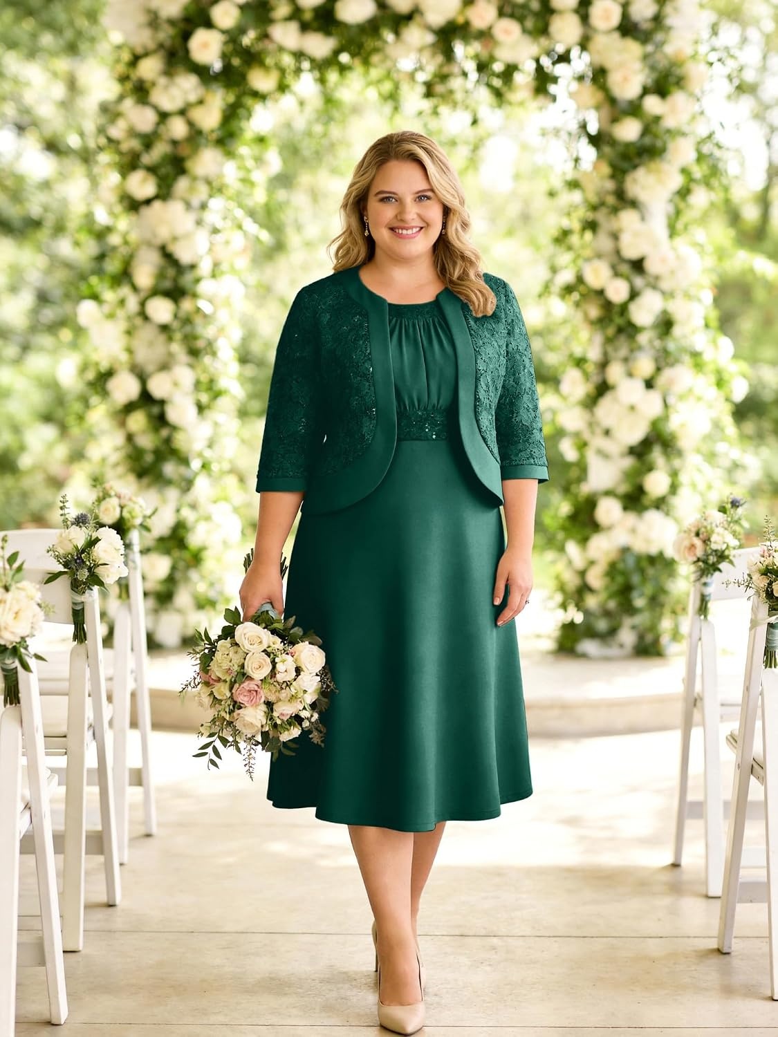 image:imageGRACE KARIN Womens Formal Wedding Guest Dress Mother of the Bride DressDark Green