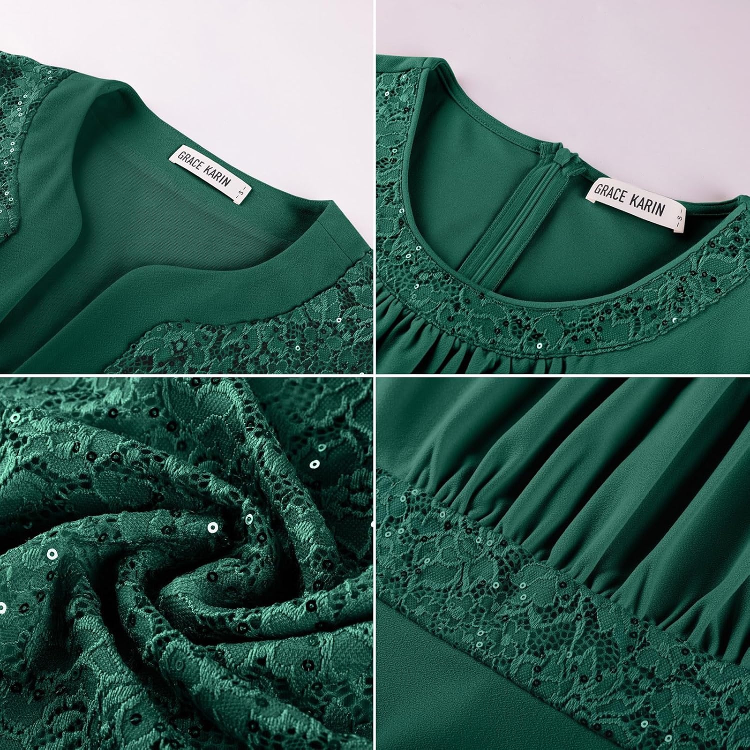 image:imageGRACE KARIN Womens Formal Wedding Guest Dress Mother of the Bride DressDark Green