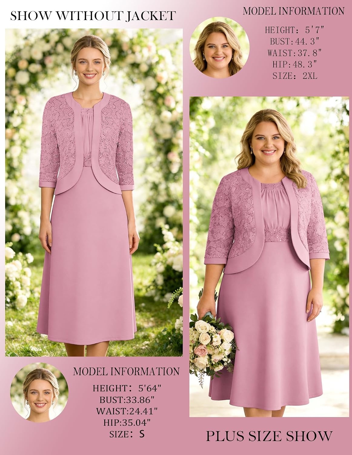 image:imageGRACE KARIN Womens Formal Wedding Guest Dress Mother of the Bride DressPink