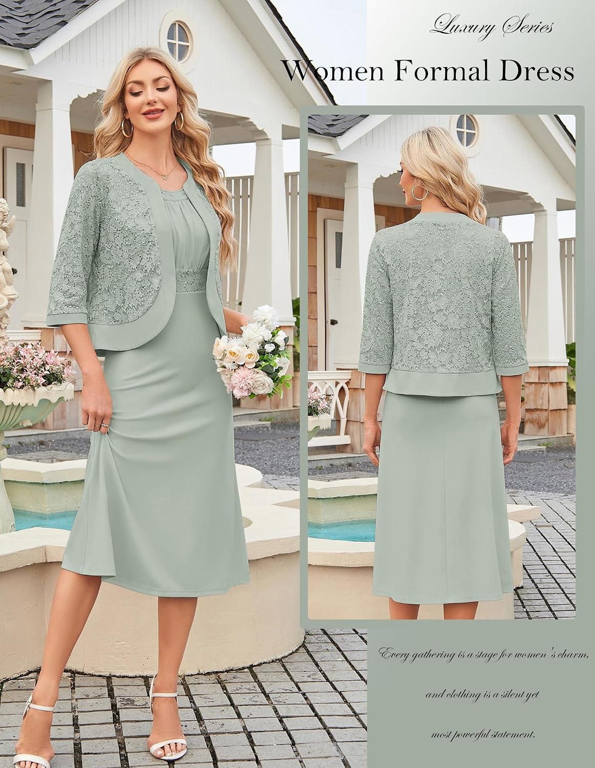image:imageGRACE KARIN Womens Formal Wedding Guest Dress Mother of the Bride DressSage Green