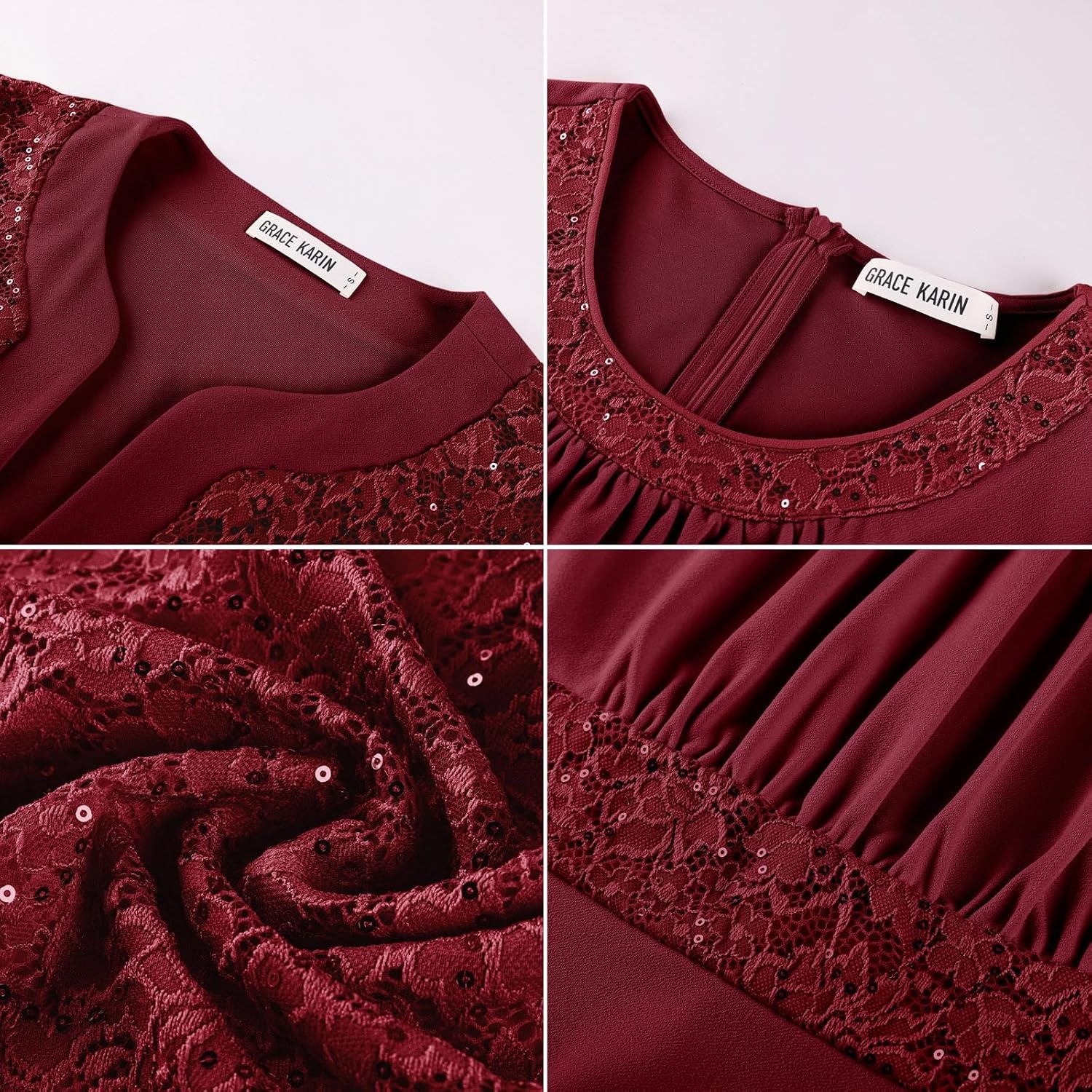 image:imageGRACE KARIN Womens Formal Wedding Guest Dress Mother of the Bride DressWine