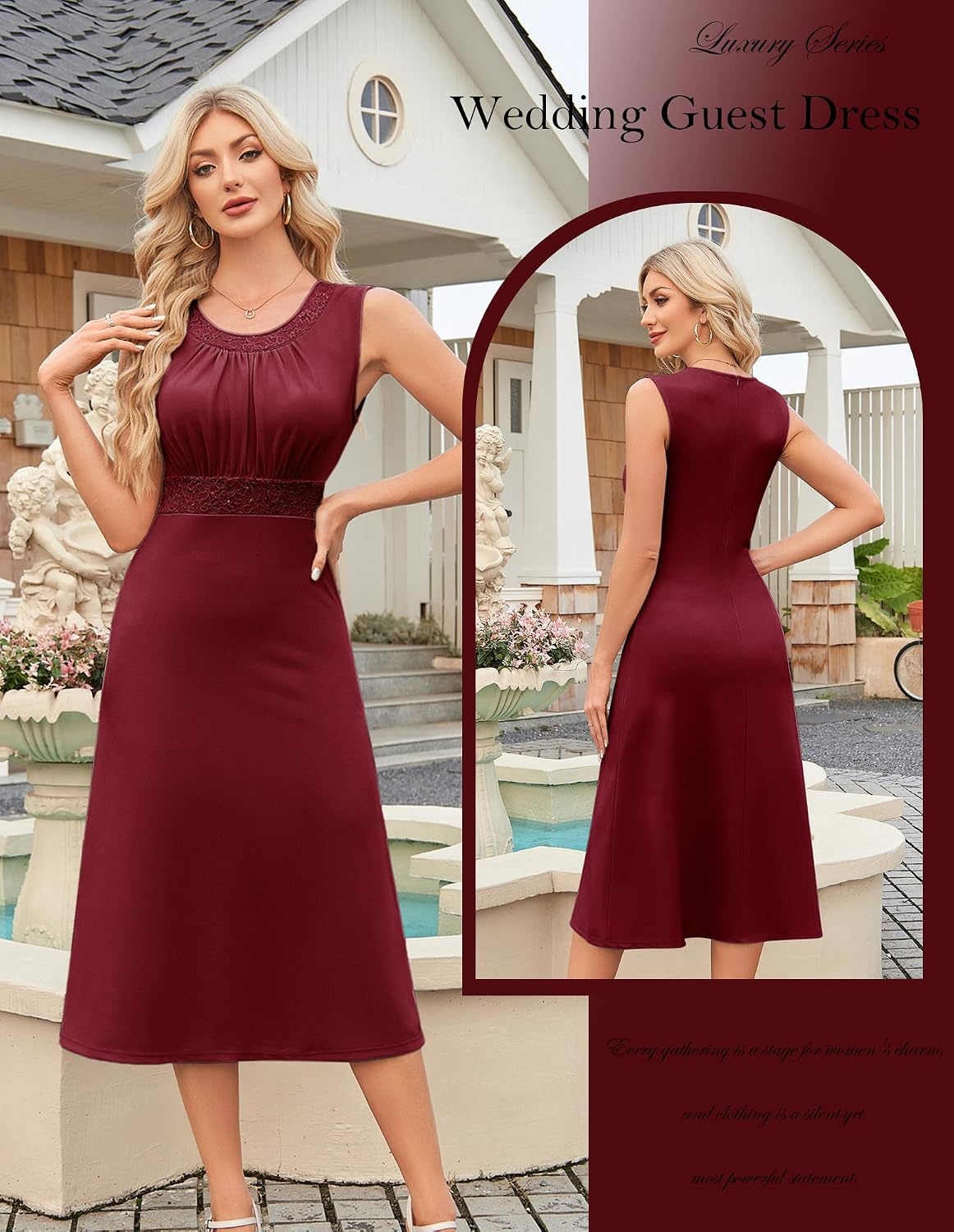 image:imageGRACE KARIN Womens Formal Wedding Guest Dress Mother of the Bride DressWine