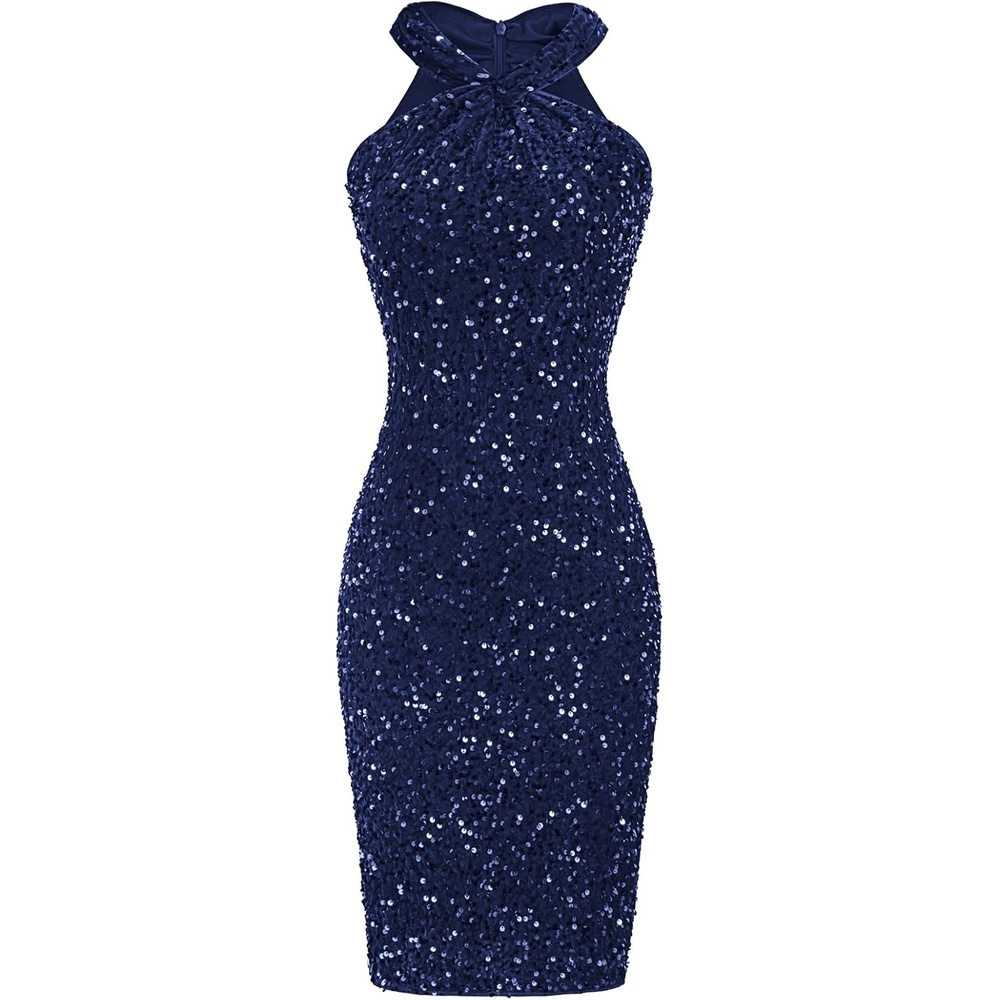 image:imageGRACE KARIN Women Short Sequin DressSparkly Cocktail Bodycon DressesNavy Blue
