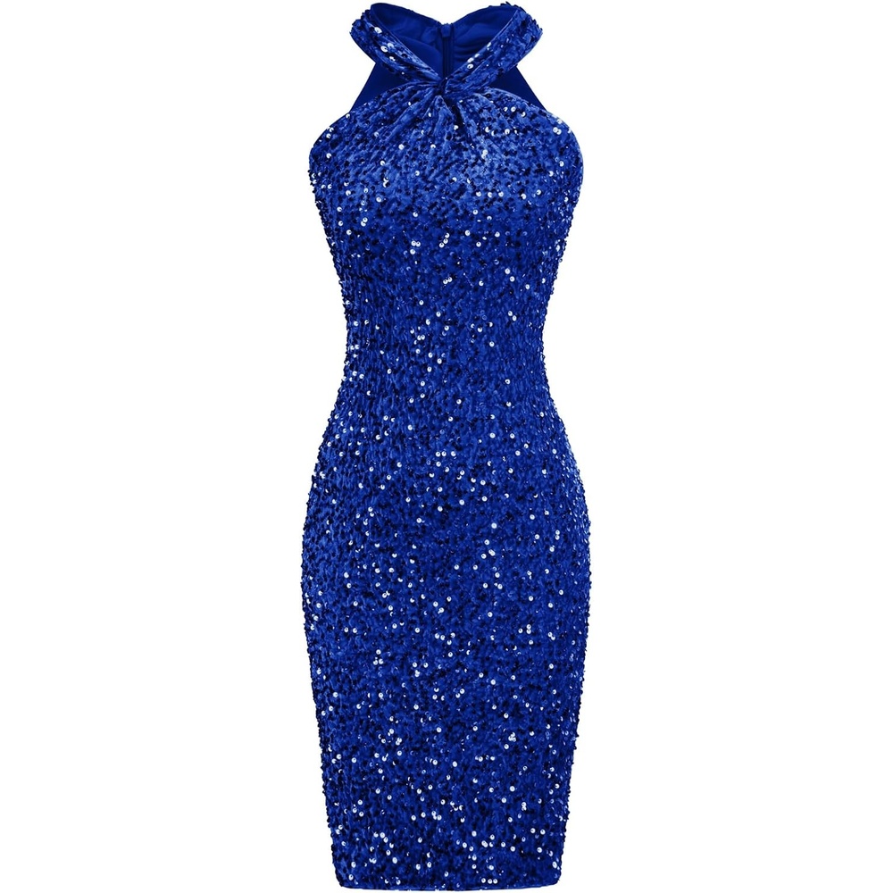 image:imageGRACE KARIN Women Short Sequin DressSparkly Cocktail Bodycon DressesRoyal Blue