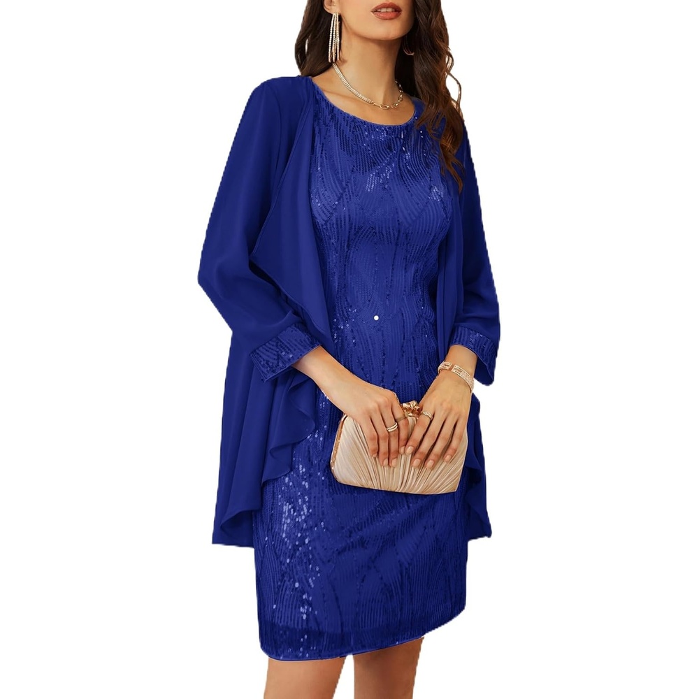 image:imageGRACE KARIN Women Wedding Guest Dresses Sequin Mother of the Bride DressesRoyal Blue
