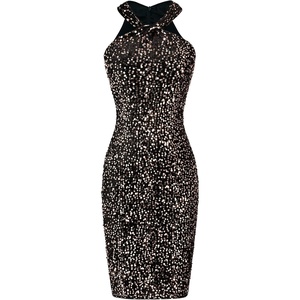 GRACE KARIN Women Short Sequin Dress,Sparkly Cocktail Bodycon Dresses(Black Rose Gold)