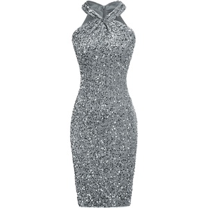 GRACE KARIN Women Short Sequin Dress,Sparkly Cocktail Bodycon Dresses(Dark Gray)