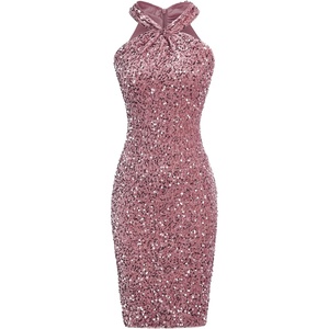 GRACE KARIN Women Short Sequin Dress,Sparkly Cocktail Bodycon Dresses(Gray Pink)
