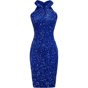 GRACE KARIN Women Short Sequin Dress,Sparkly Cocktail Bodycon Dresses(Royal Blue)
