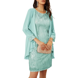 GRACE KARIN Women Wedding Guest Dresses Sequin Mother of the Bride Dresses(Aqua Green)