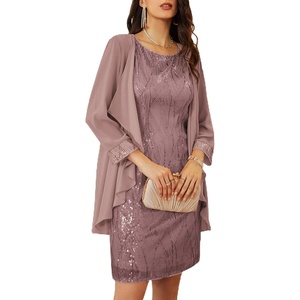 GRACE KARIN Women Wedding Guest Dresses Sequin Mother of the Bride Dresses(Coupled Pink)
