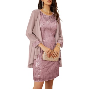 GRACE KARIN Women Wedding Guest Dresses Sequin Mother of the Bride Dresses(Gray Purple)
