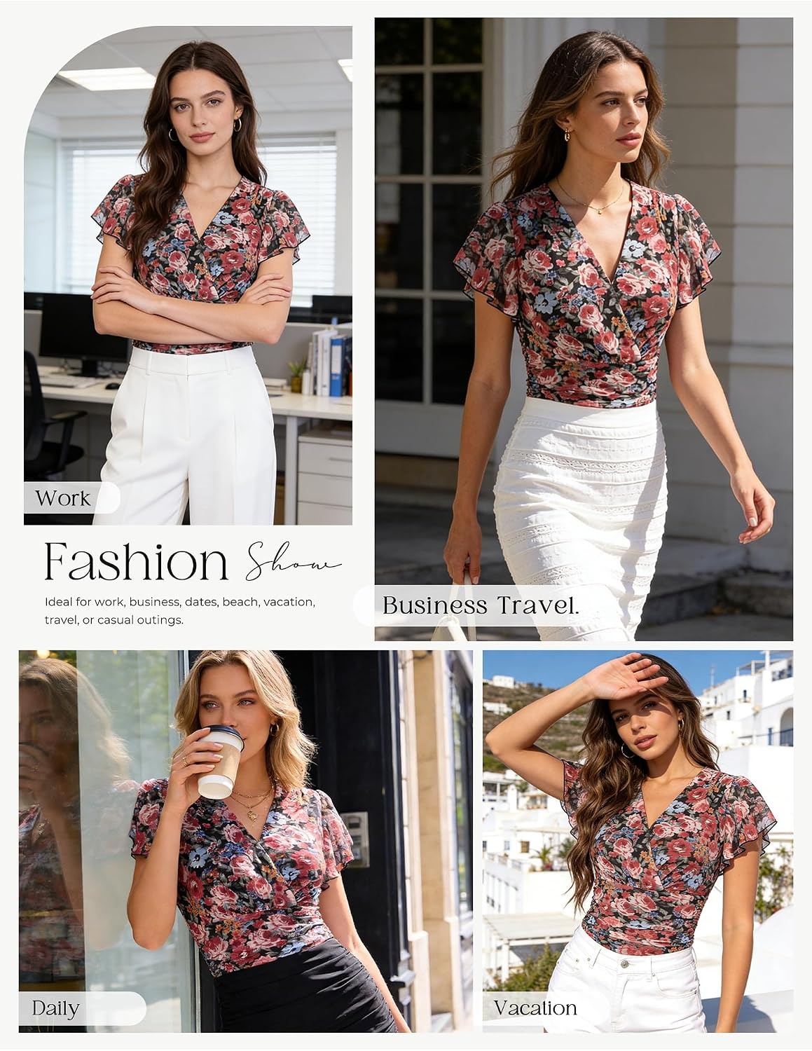 image:imageGRACE KARIN 2026 Womens Mesh Tops Dressy Casual Boho BlousesFloral