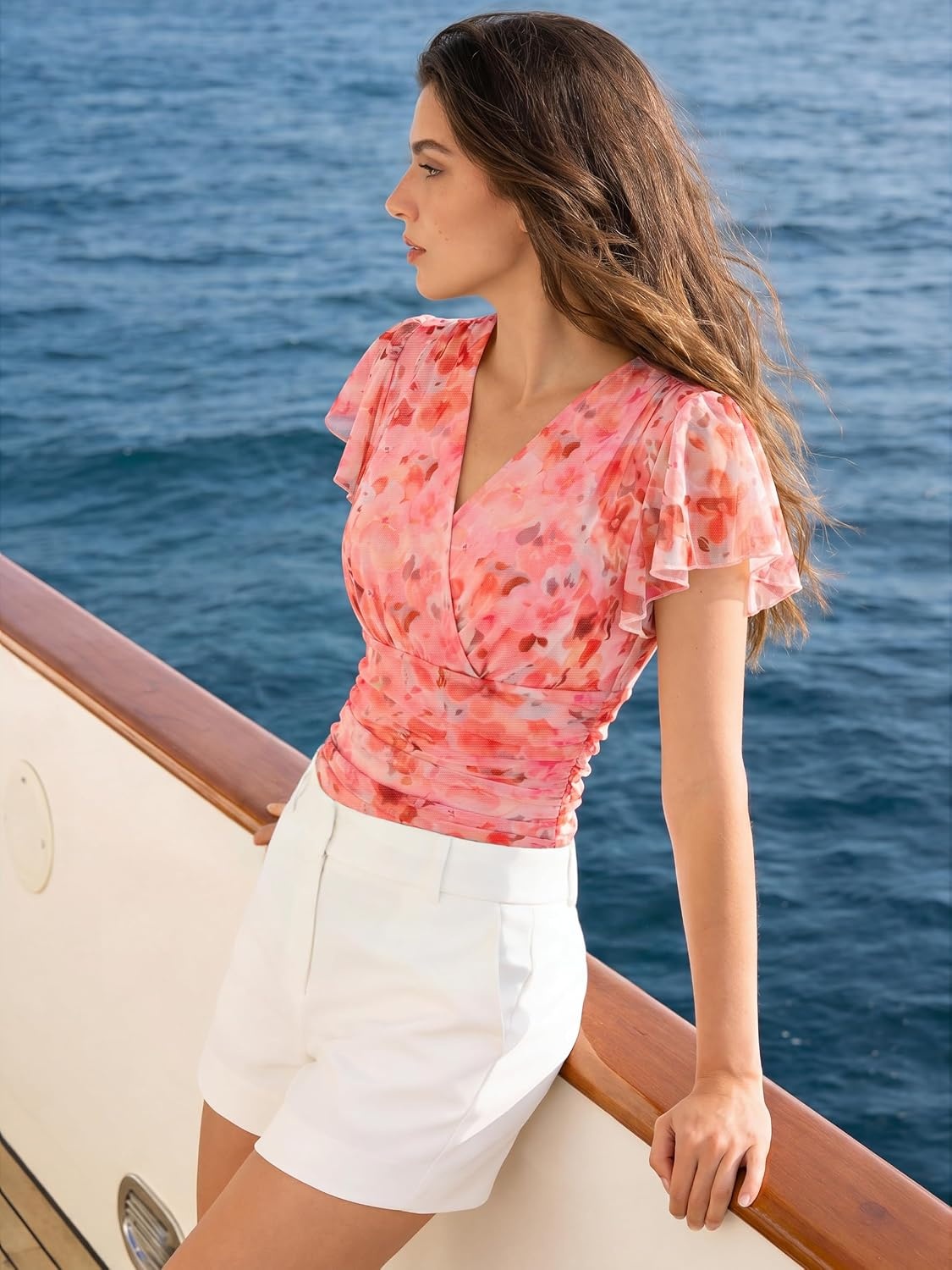image:imageGRACE KARIN 2026 Womens Mesh Tops Dressy Casual Boho BlousesOrange