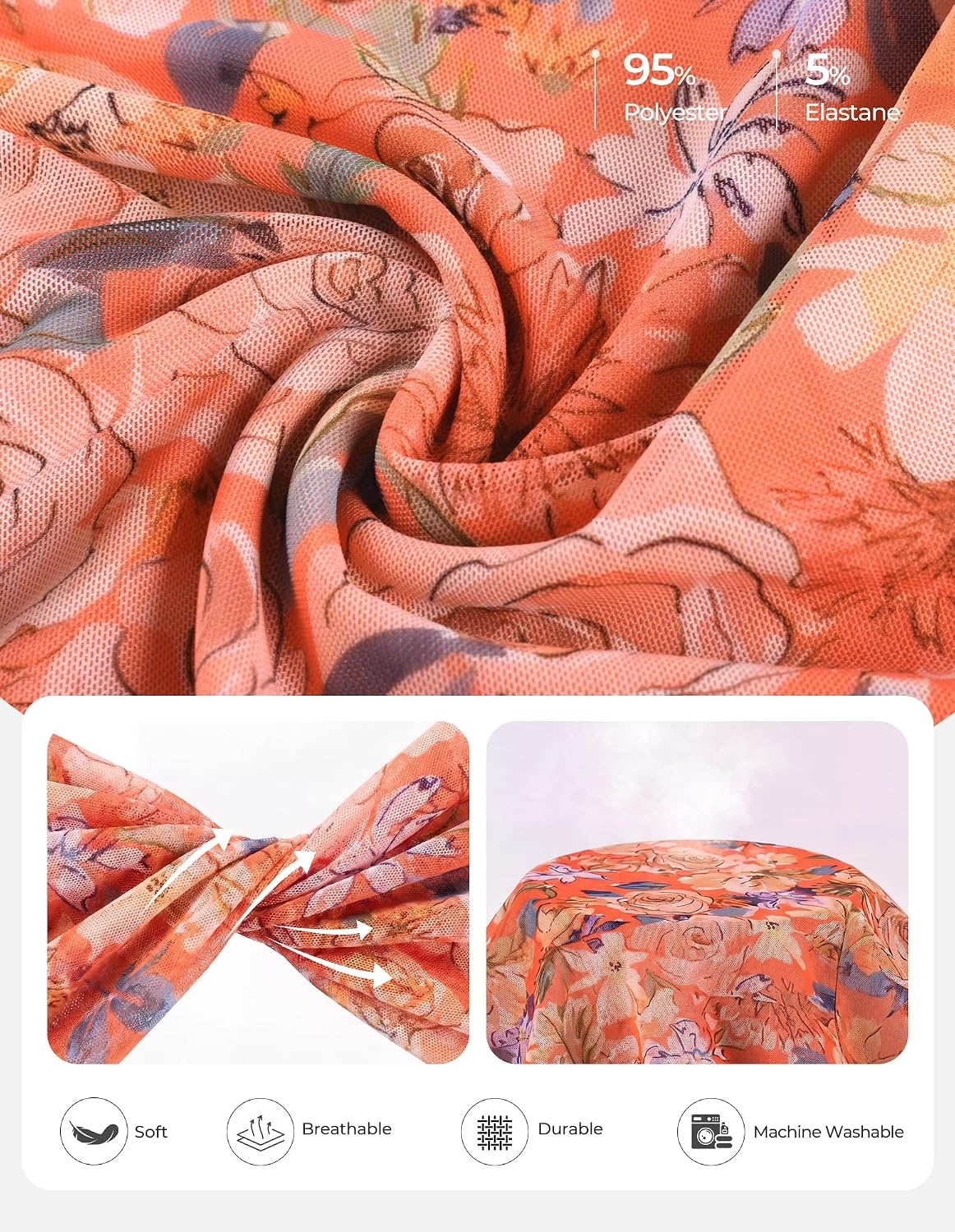 image:imageGRACE KARIN 2026 Womens Mesh Tops Dressy Casual Boho BlousesOrange Flower