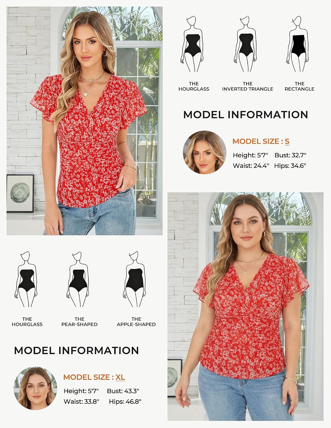 image:imageGRACE KARIN 2026 Womens Mesh Tops Dressy Casual Boho BlousesRed White