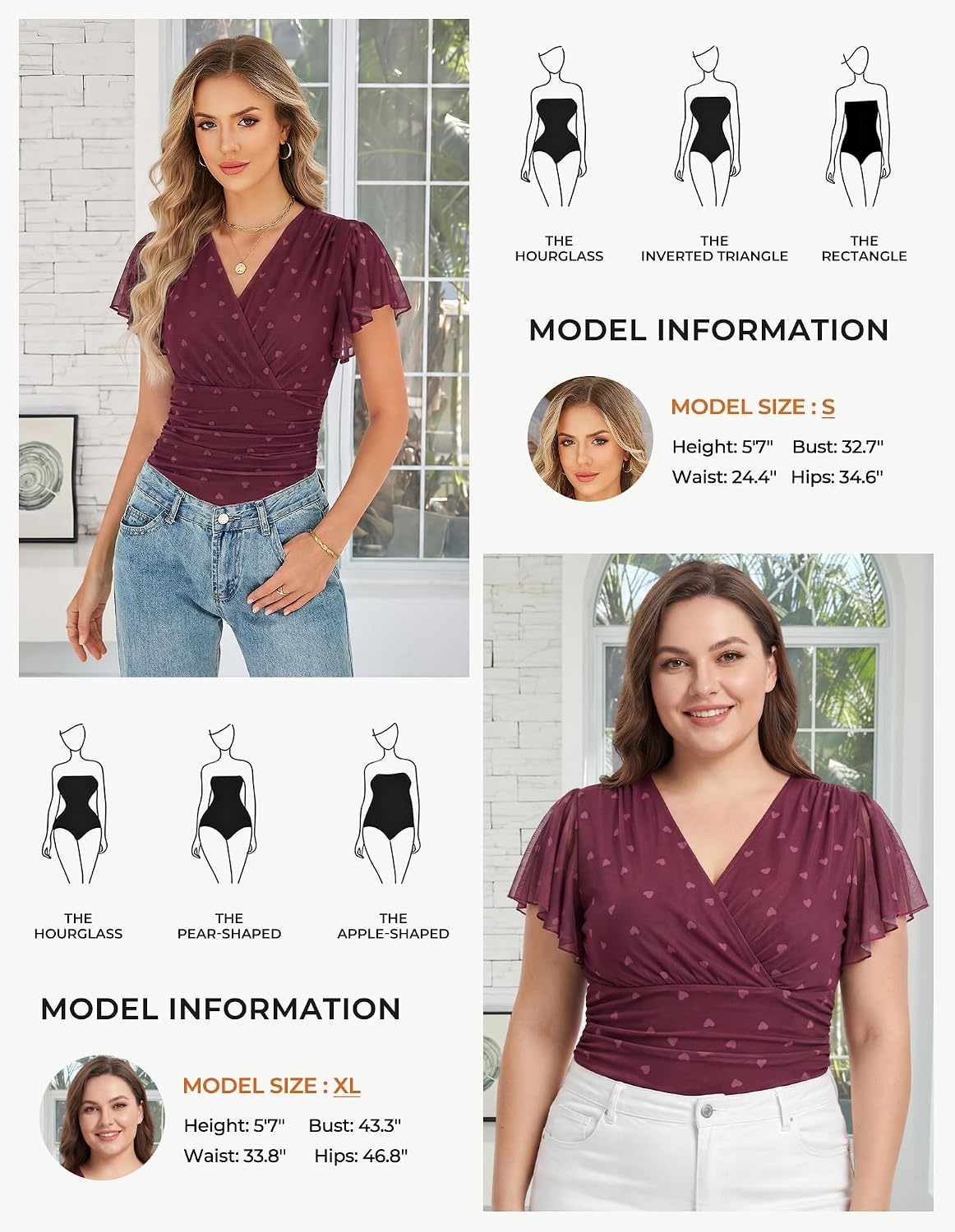 image:imageGRACE KARIN 2026 Womens Mesh Tops Dressy Casual Boho BlousesWine Red