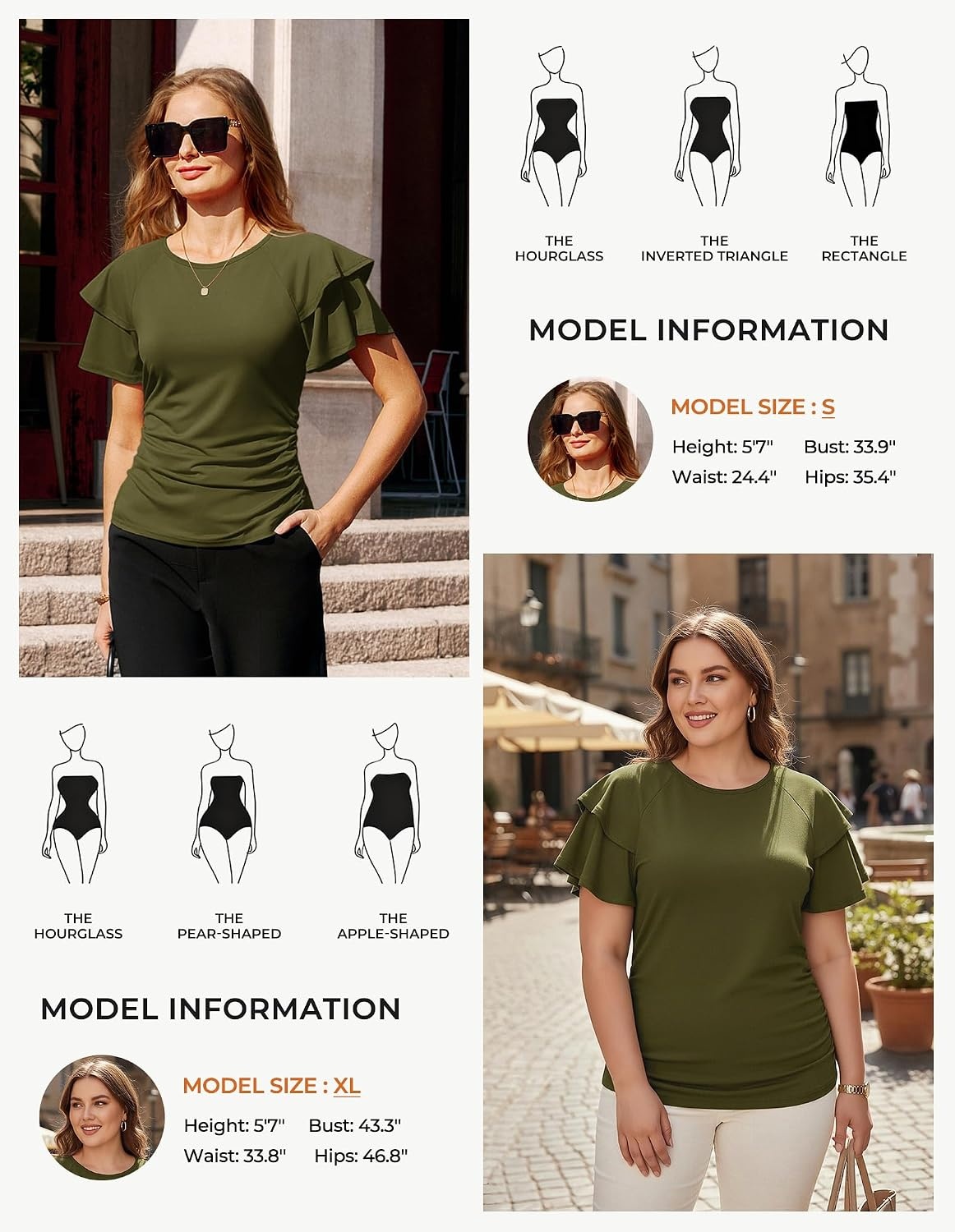 image:imageGRACE KARIN Women Tops Dressy Casual Ruffle Sleeve BlousesDark Green