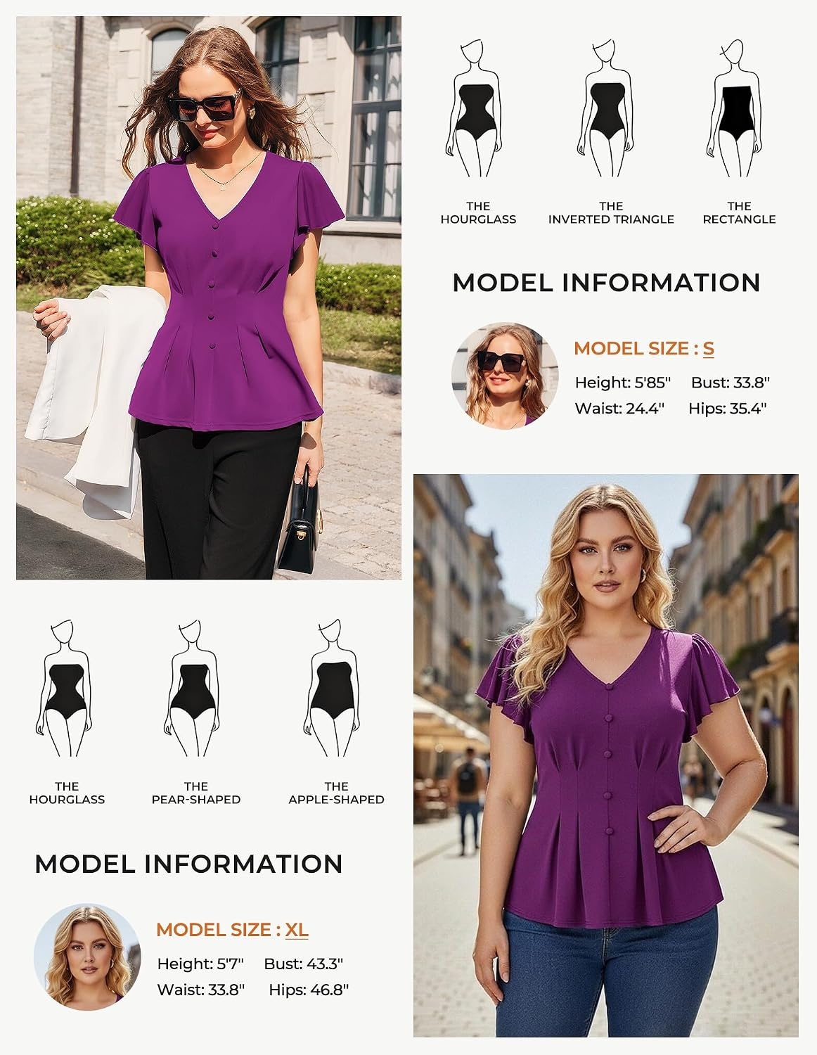 image:imageGRACE KARIN Womens Summer Blouses Dressy Casual Ruffle Peplum TopsPurple