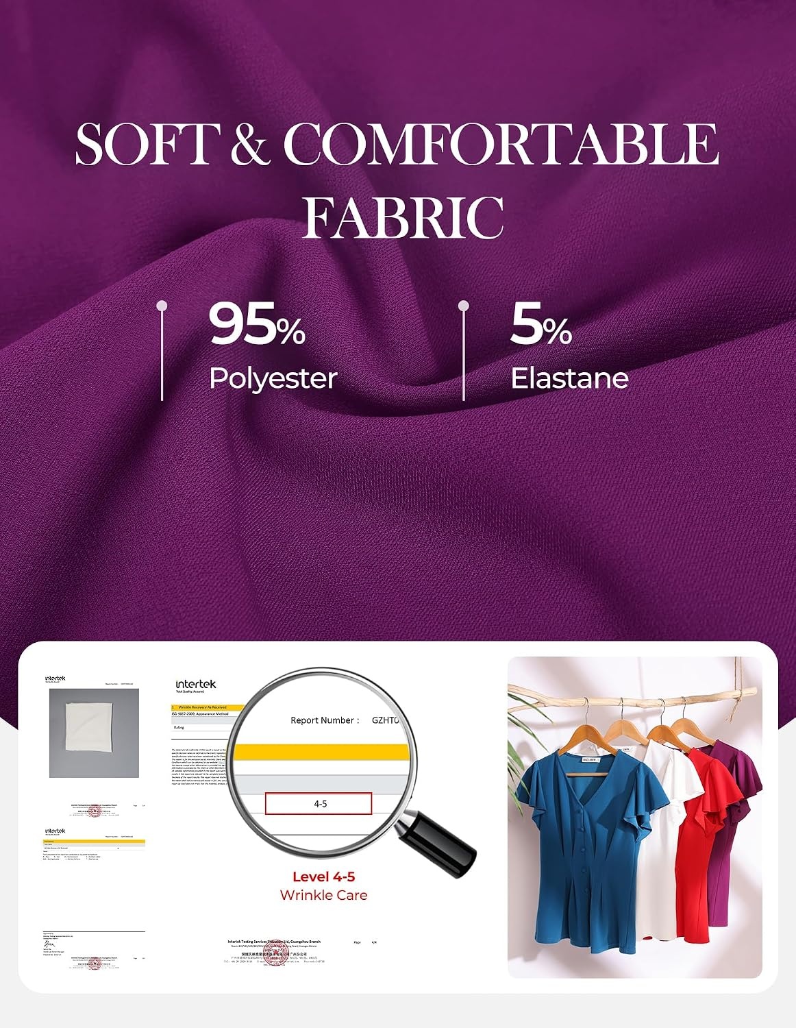 image:imageGRACE KARIN Womens Summer Blouses Dressy Casual Ruffle Peplum TopsPurple