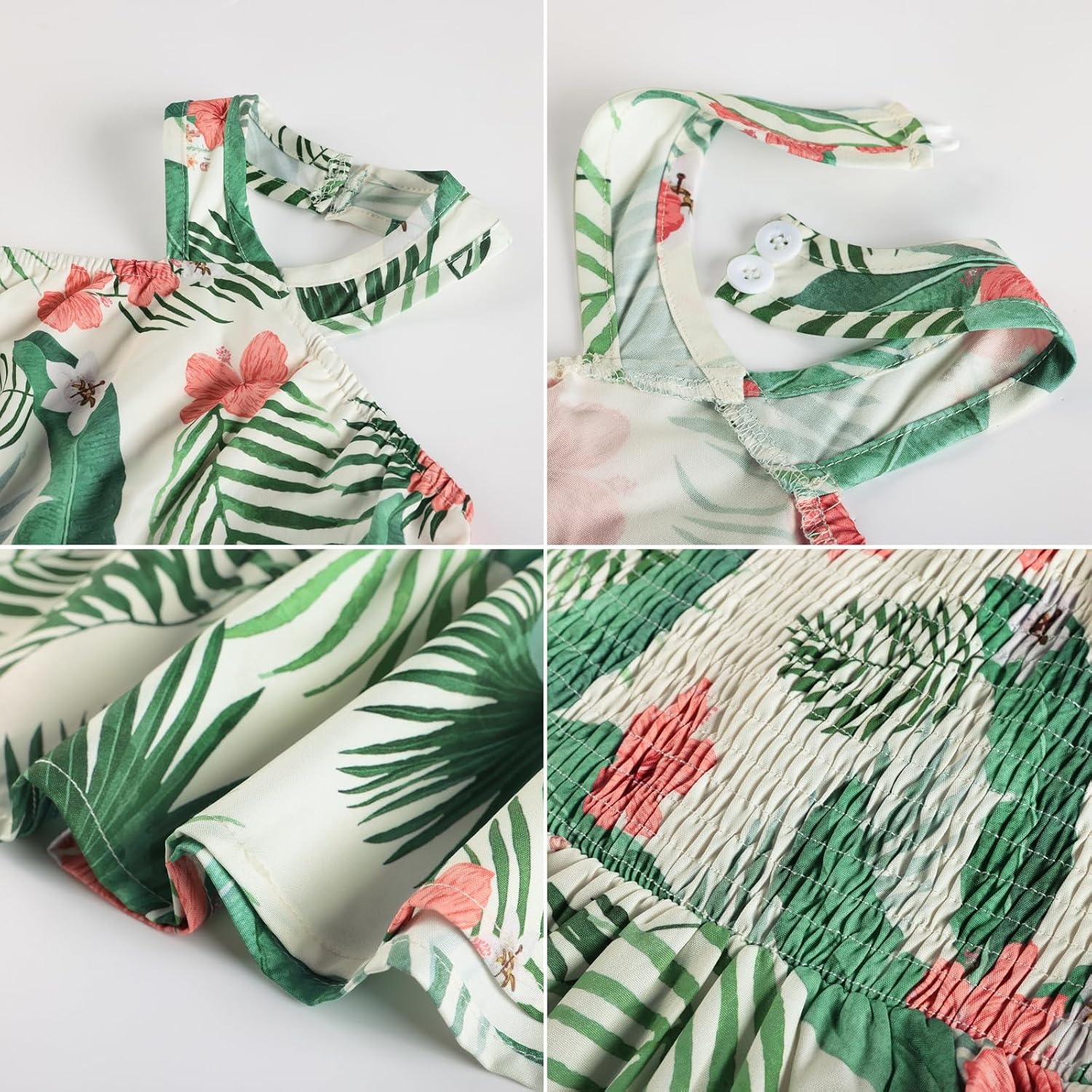 image:imageGRACE KARIN Girls Hawaiian Dresses Halter Tropical Beach Summer Dress 614YBeige Tropical