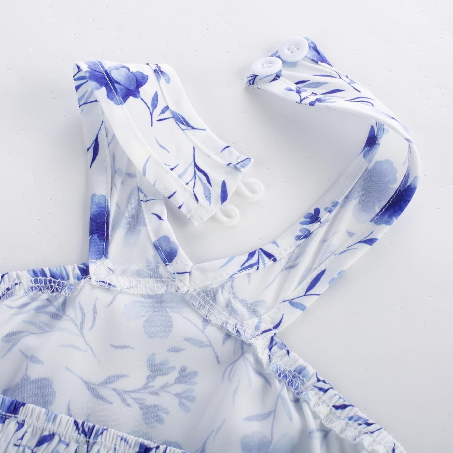 image:imageGRACE KARIN Girls Hawaiian Dresses Halter Tropical Beach Summer Dress 614YBlue White