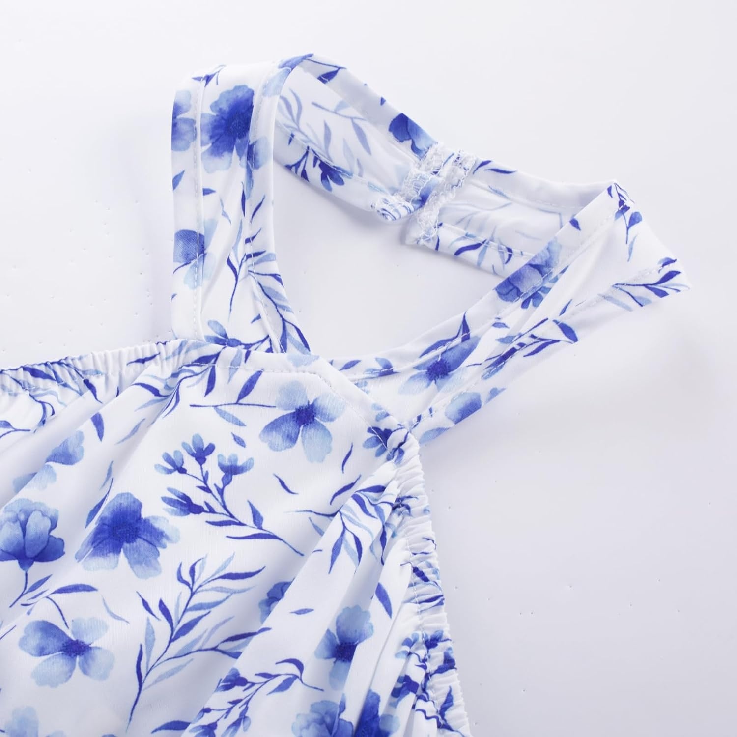 image:imageGRACE KARIN Girls Hawaiian Dresses Halter Tropical Beach Summer Dress 614YBlue White