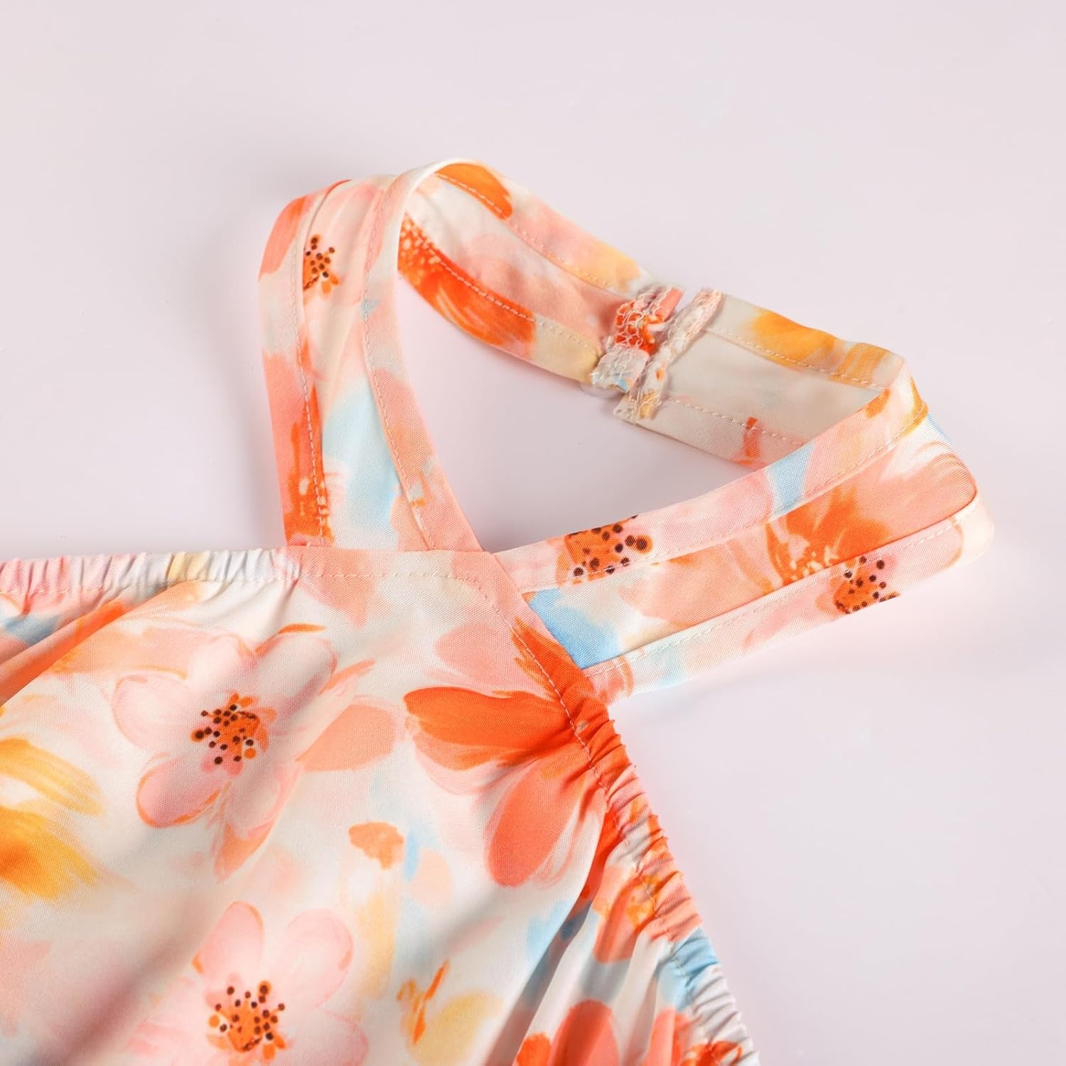 image:imageGRACE KARIN Girls Hawaiian Dresses Halter Tropical Beach Summer Dress 614YOrange Tropical