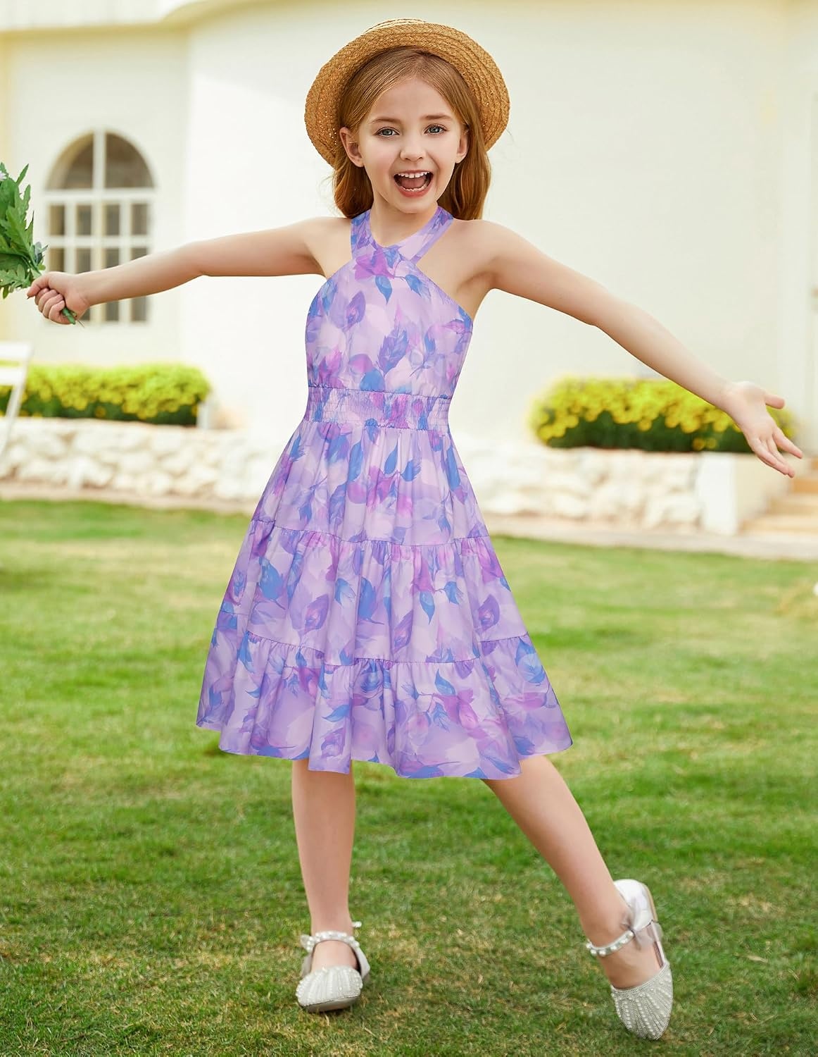 image:imageGRACE KARIN Girls Hawaiian Dresses Halter Tropical Beach Summer Dress 614YPurple Leaf