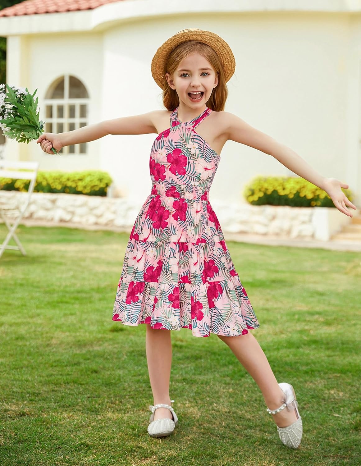 image:imageGRACE KARIN Girls Hawaiian Dresses Halter Tropical Beach Summer Dress 614YTropical