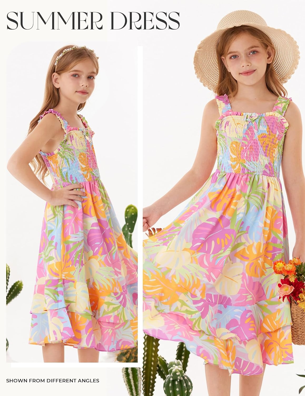 image:imageGRACE KARIN Girls Hawaiian Tropical Maxi Dress Floral Summer Beach SundressColorful Tropical