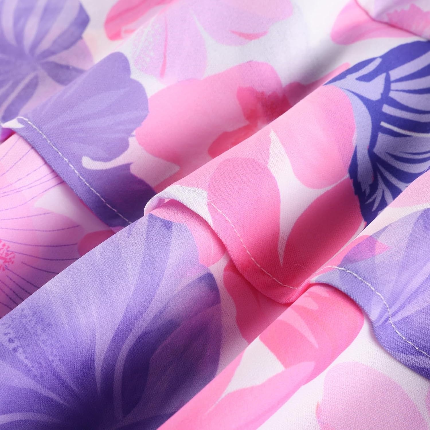 image:imageGRACE KARIN Girls Hawaiian Tropical Maxi Dress Floral Summer Beach SundressPink Purple Tropical