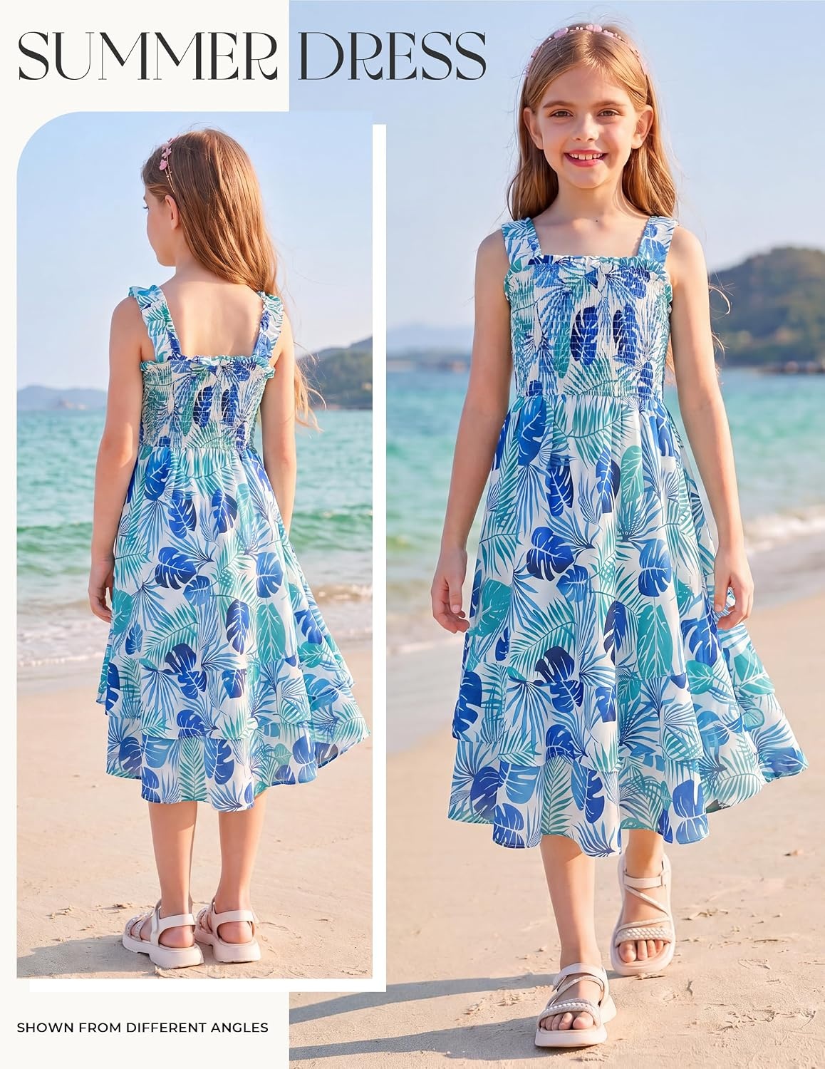 image:imageGRACE KARIN Girls Hawaiian Tropical Maxi Dress Floral Summer Beach SundressTeal Tropical